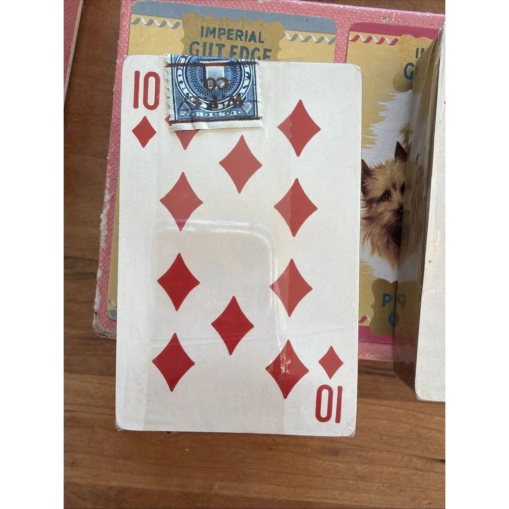 Vintage Imperial Gilt Edge Playing‎ Cards Dog Theme Double Deck Sealed